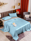 SilkSilky FR 19Momme Pure Soie Bedding Set BleuClair 001