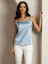 [Bleu Grisâtre] SilkSilky-FR Spaghetti Strap Top À Fines Brides 004