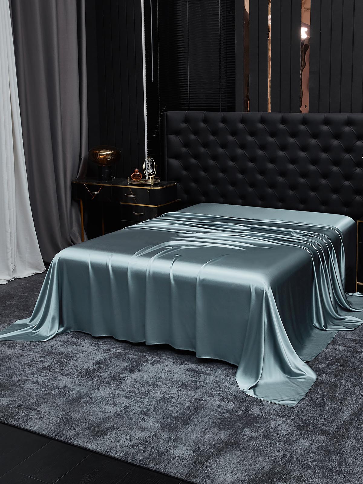 [Bleu Grisâtre] SilkSilky-FR 19Momme Pure Soie Sheet 001