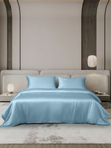 [Bleu Clair] SilkSilky-FR 19Momme Parure de Lit Soie 002
