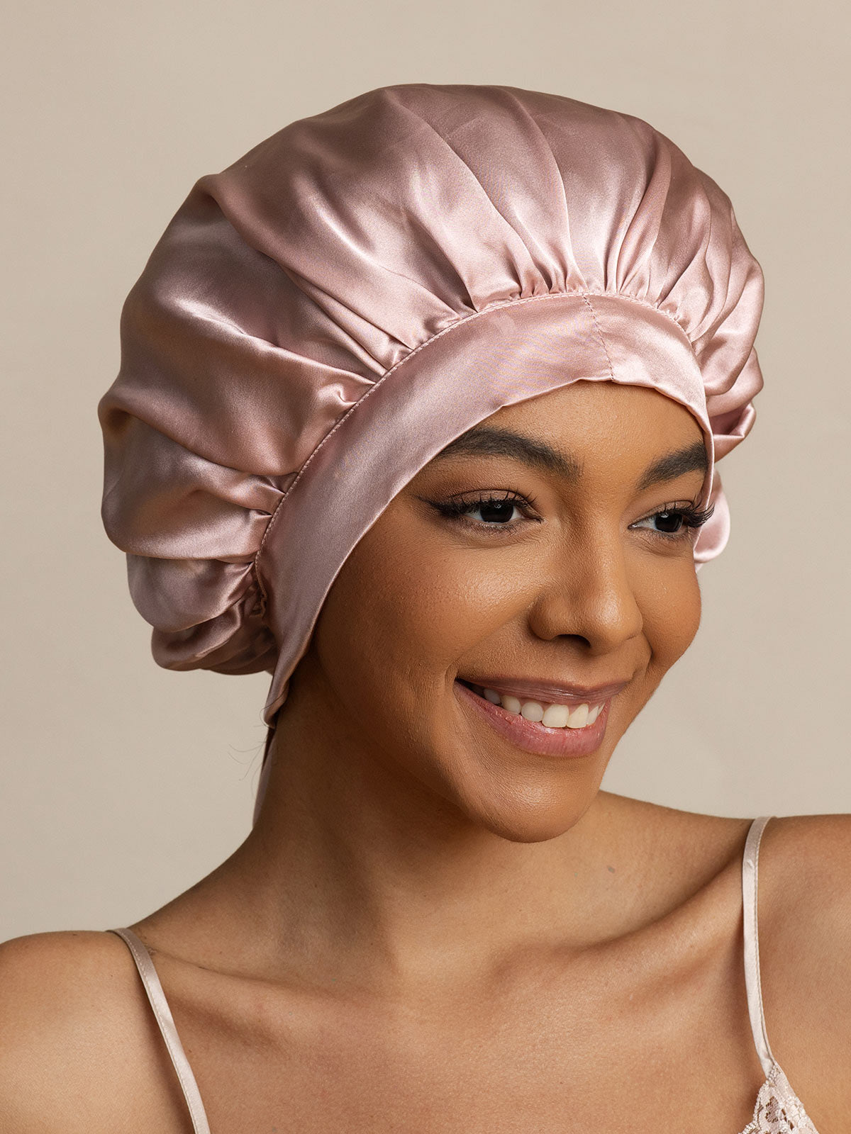 SilkSilky-FR Pure Soie Sleep Cap Rose 006