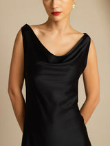 [Noir] SilkSilky-FR Sleeveless Cowl Neck Robes 003