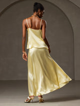 [Jaune] SilkSilky-FR Spaghetti Strap Cowl Neck Top À Fines Brides 002