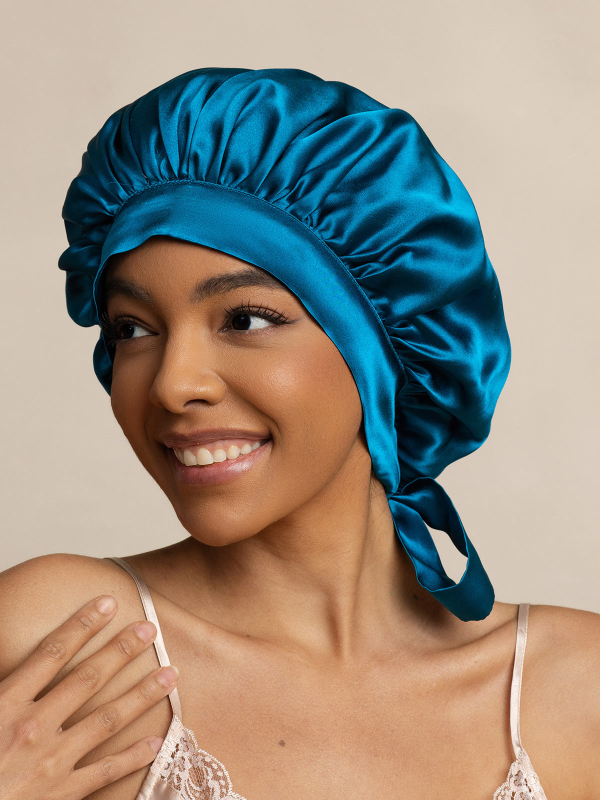 SilkSilky-FR Pure Soie Sleep Cap BleuRoyal 001