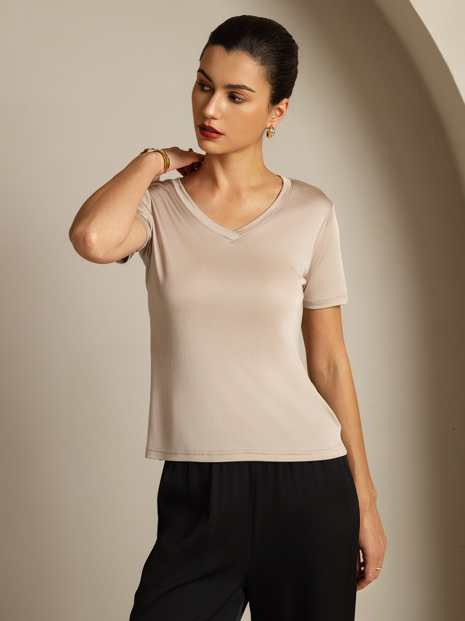 [KakiClair] SilkSilky-FR Soie Womens T-Shirt 005