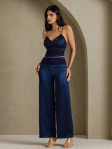 [Bleu Foncé] SilkSilky-FR Femme Pantalons 007