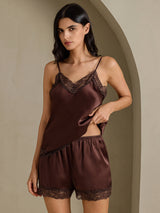[Brun] SilkSilky-FR Sleeveless V Neck Ensemble Camisole 006