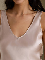 [Gris Ombre] SilkSilky-FR Sleeveless V Neck Top À Fines Brides 004
