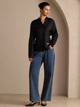 [Noir] SilkSilky-FR Long Sleeve Blouse 006