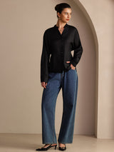 [Noir] SilkSilky-FR Long Sleeve Blouse 006