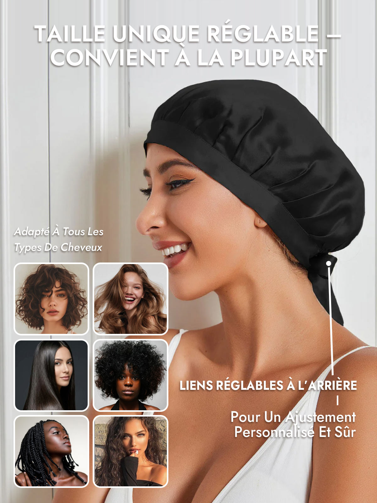 [Noir] SilkSilky-FR Bonnets de Nuit 006