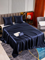 [Bleu Foncé] SilkSilky-FR Parure de Lit Soie 004