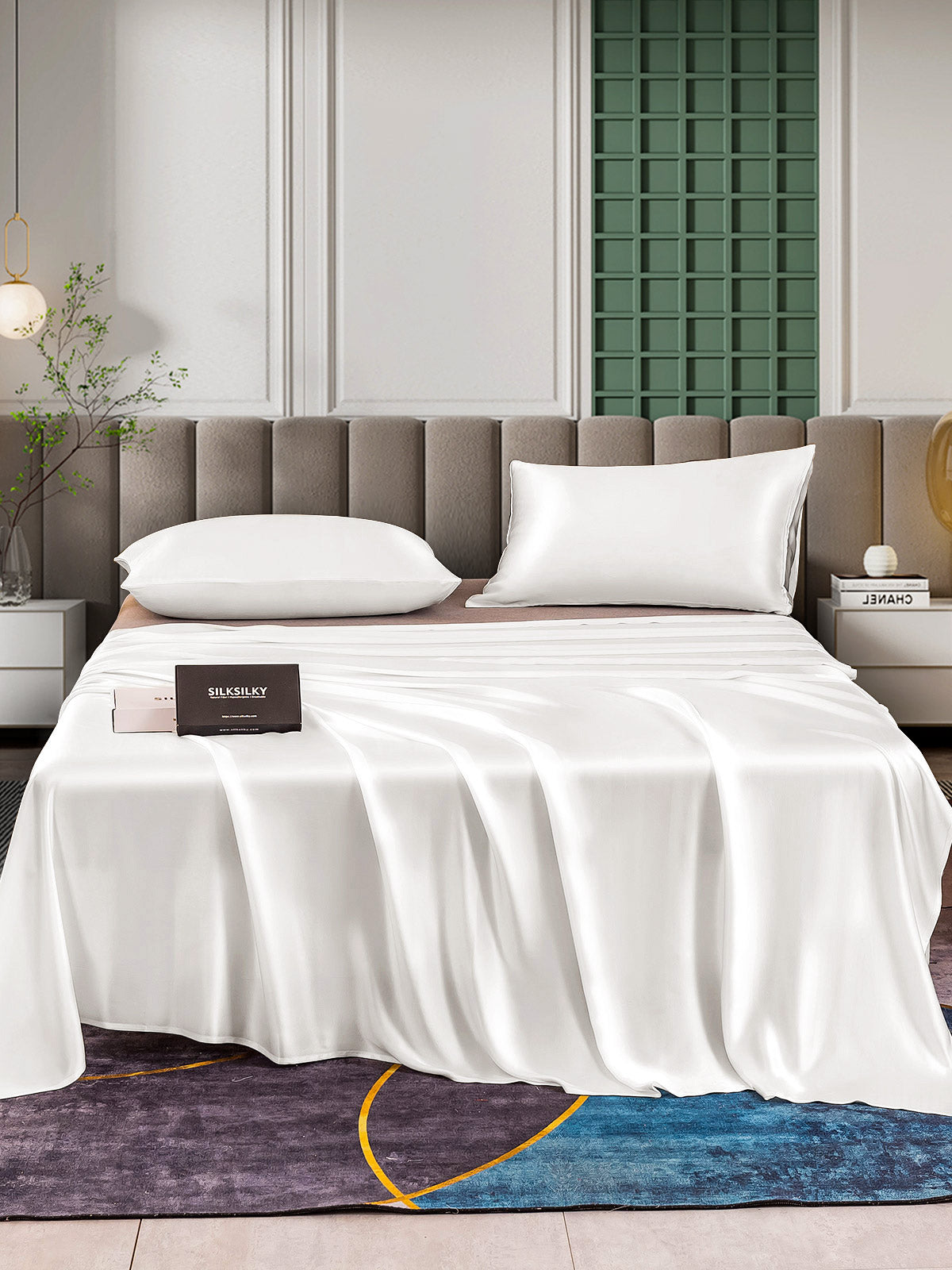 [Blanc] SilkSilky-FR 25Momme Pure Soie Bedding Set 001