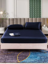 [Bleu Foncé] SilkSilky-FR 25Momme Parure de Lit Soie 002