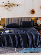 [Bleu Foncé] SilkSilky-FR 19Momme Parure de Lit Soie 002