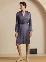 [Ginkgo Marine] SilkSilky-FR Long Sleeve V Neck Homme Peignoir 003