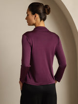 [Violette] SilkSilky-FR Soie Col Haut Femme T-Shirt 002