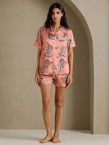 [Chat Rose] SilkSilky-FR Short Sleeve Lapel Collar Femme Pyjamas 009