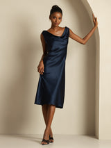 [Bleu Foncé] SilkSilky-FR Sleeveless Cowl Neck Robes 005
