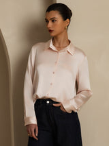 [Rose Clair] SilkSilky-FR Long Sleeve Lapel Collar Femme Chemise 008