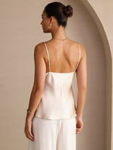 [Beige] SilkSilky-FR Sleeveless V Neck Top À Fines Brides 002