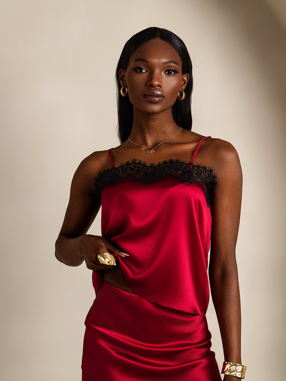 SilkSilky-FR 19Momme Soie Camisoles RougeVineux 004