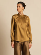 [Bronze] SilkSilky-FR 19Momme Manches longues Col Rond Blouse 004