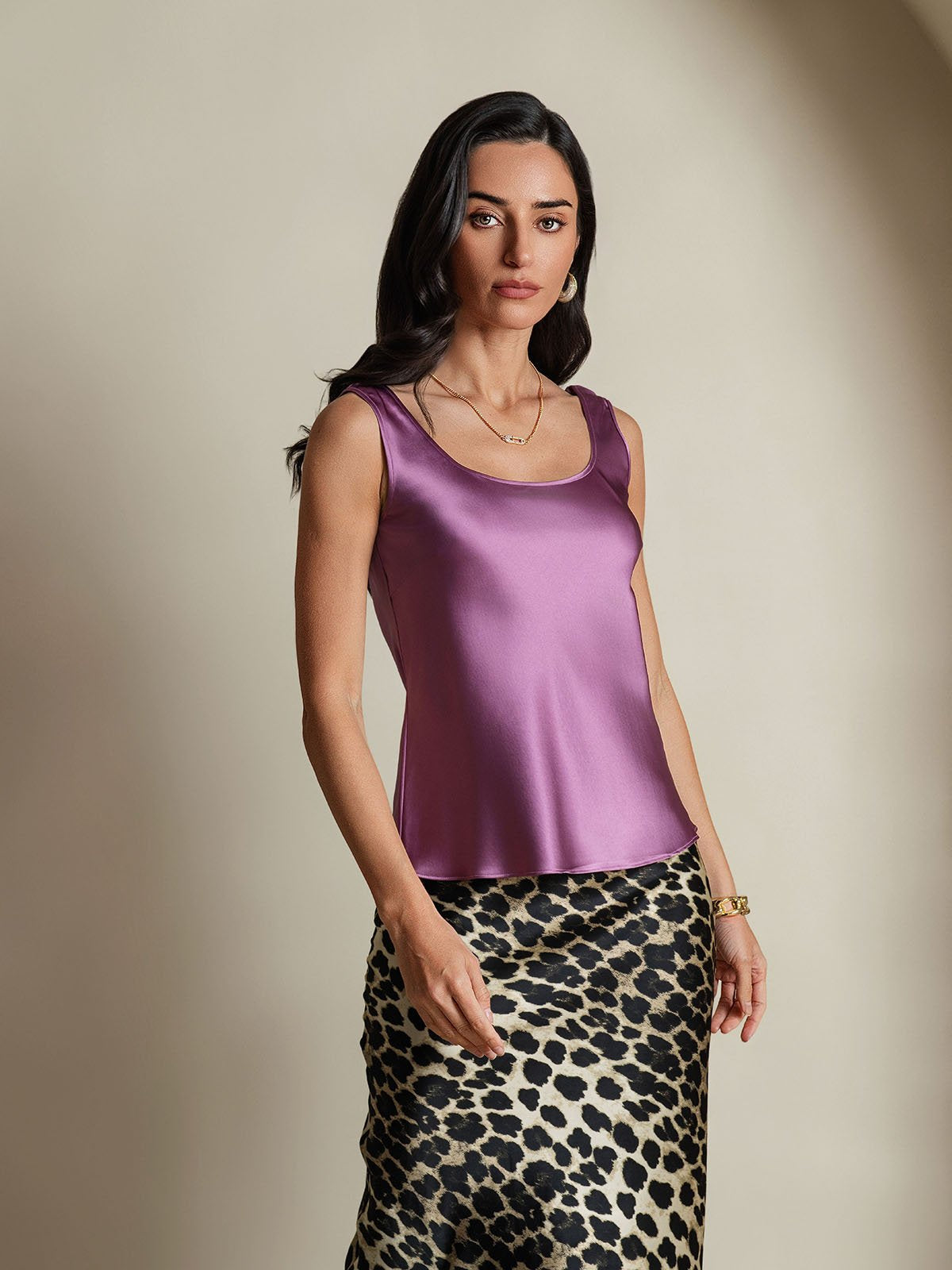 [Violet Foncé] SilkSilky-FR 19Momme Soie Camisoles 005