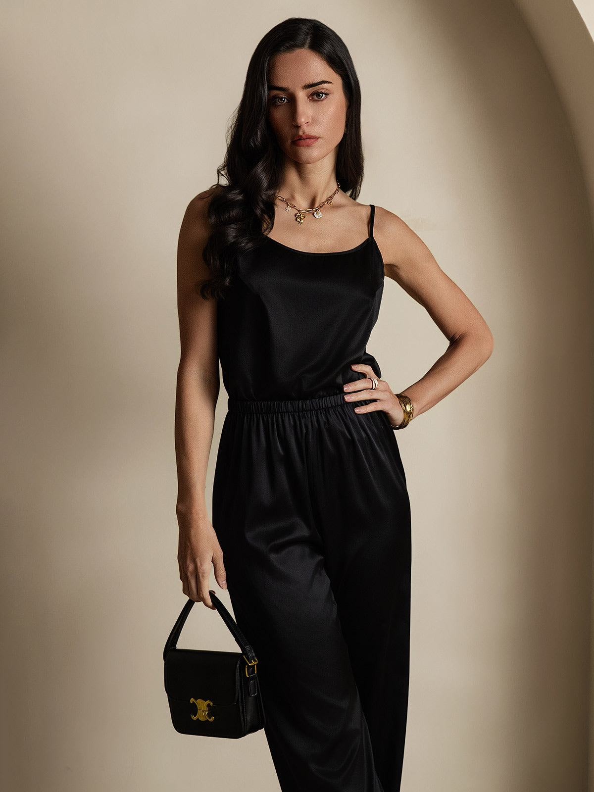 [Noir] SilkSilky-FR 19Momme Soie Camisoles 001