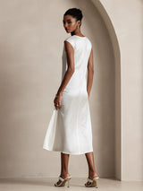 [Blanc] SilkSilky-FR Cap Sleeve Robes 002