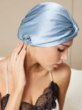 SilkSilky-FR Pure Soie Sleep Cap BleuAcier 002