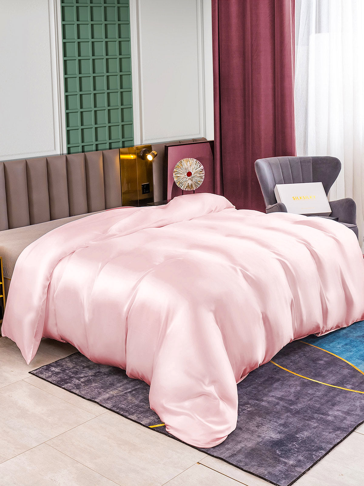 [Rose] SilkSilky-FR 25Momme Pure Soie Duvet Cover 001