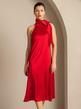 [Rouge] SilkSilky-FR Sleeveless Tie Neck Robes 003