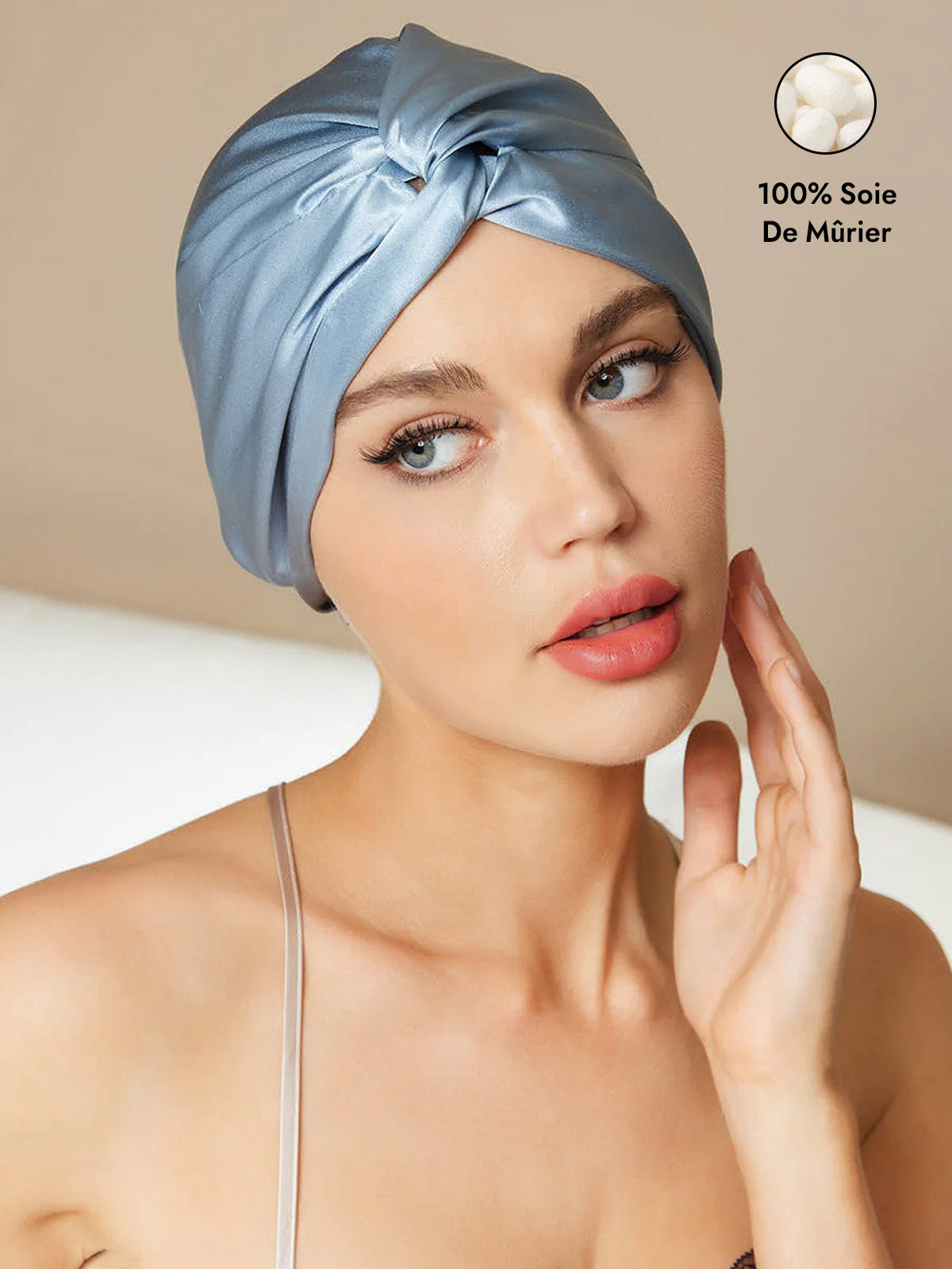 [Bleu Acier] SilkSilky-FR Bonnets de Nuit 001