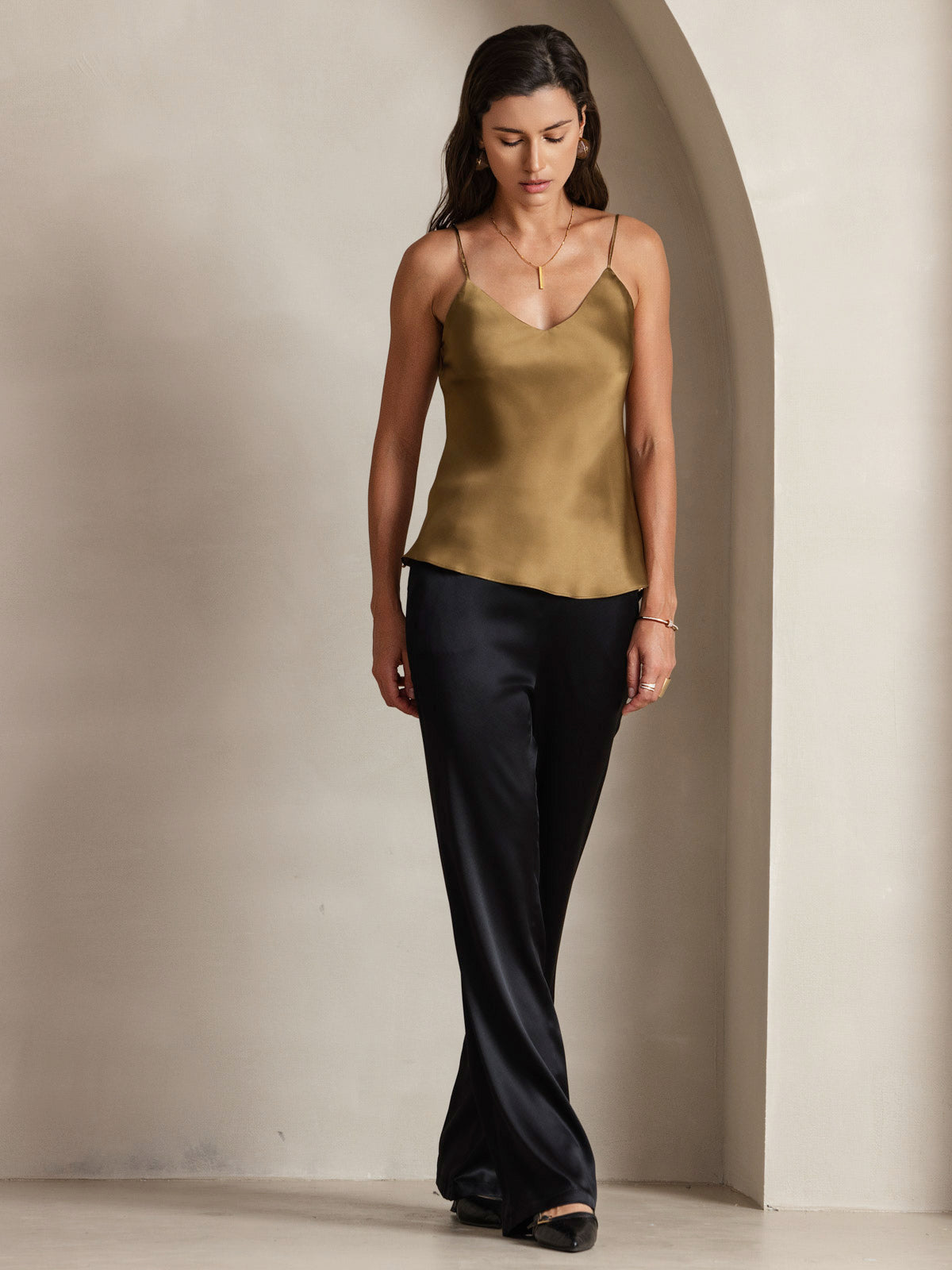 [Café] SilkSilky-FR Pure Soie Camisoles 003