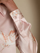 [Rose] SilkSilky-FR 19Momme Manches longues Col à Revers Femme Chemise 002