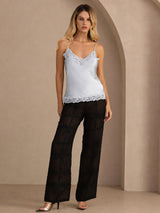 [Bleu Grisâtre] SilkSilky-FR Spaghetti Strap V Neck Top À Fines Brides 006