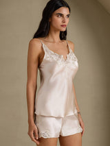 [Beige] SilkSilky-FR Sleeveless V Neck Ensemble Camisole 007