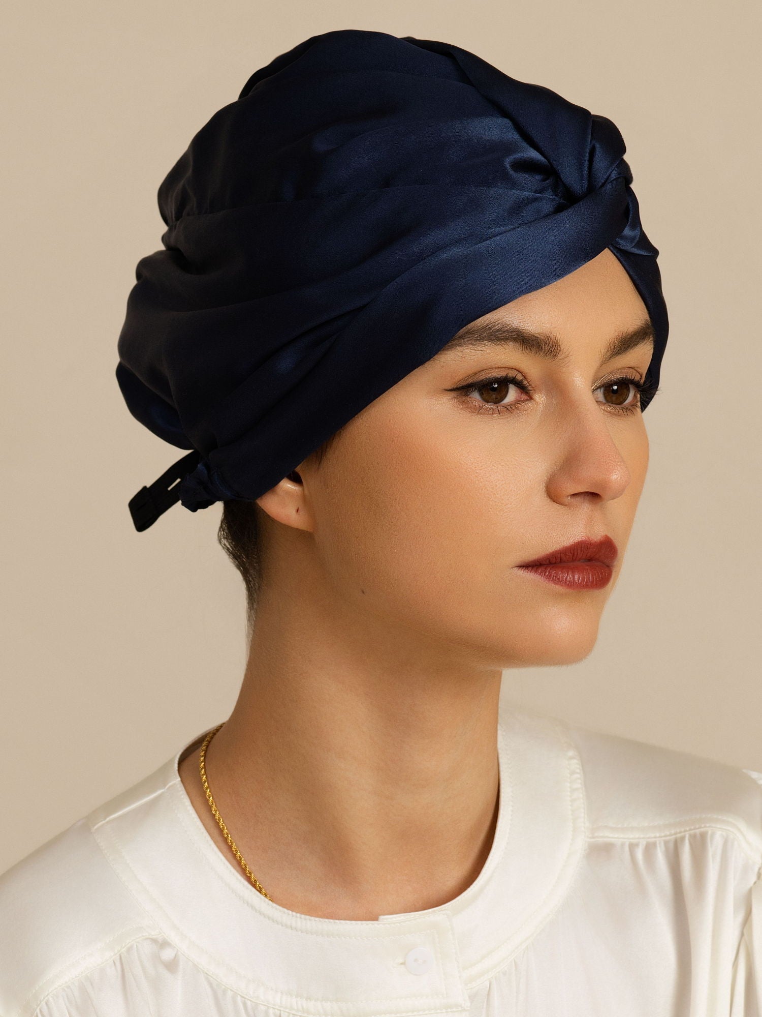 [Bleu Foncé] SilkSilky-FR 22Momme Bonnets de Nuit 001