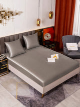 [Gris] SilkSilky-FR Parure de Lit Soie 001