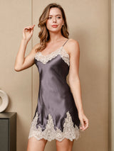 [Gris Pourpre] SilkSilky-FR 3/4 Sleeve V Neck Peignoir&Robe de Chambre 004