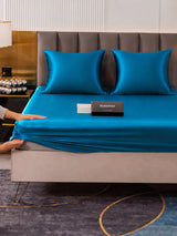 [Bleu Royal] SilkSilky-FR Parure de Lit Soie 006