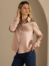 [Toscane] SilkSilky-FR Long Sleeve Lapel Collar Femme Chemise 002