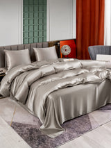 [Gris] SilkSilky-FR Parure de Lit Soie 005