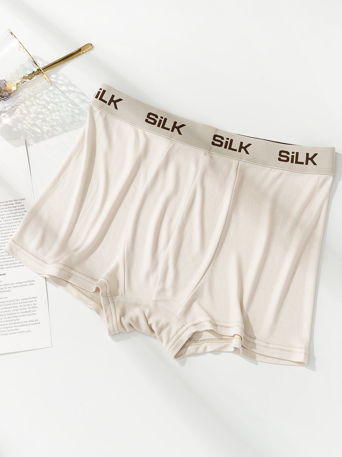 [Beige] SilkSilky-FR Pure Soie Mens Underwear 004