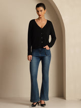 [Noir] SilkSilky-FR Long Sleeve Cardigan Femme 006
