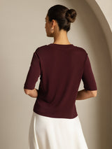 [Vin De Windsor] SilkSilky-FR Half Sleeve Crew Neck Femme T-Shirt 002