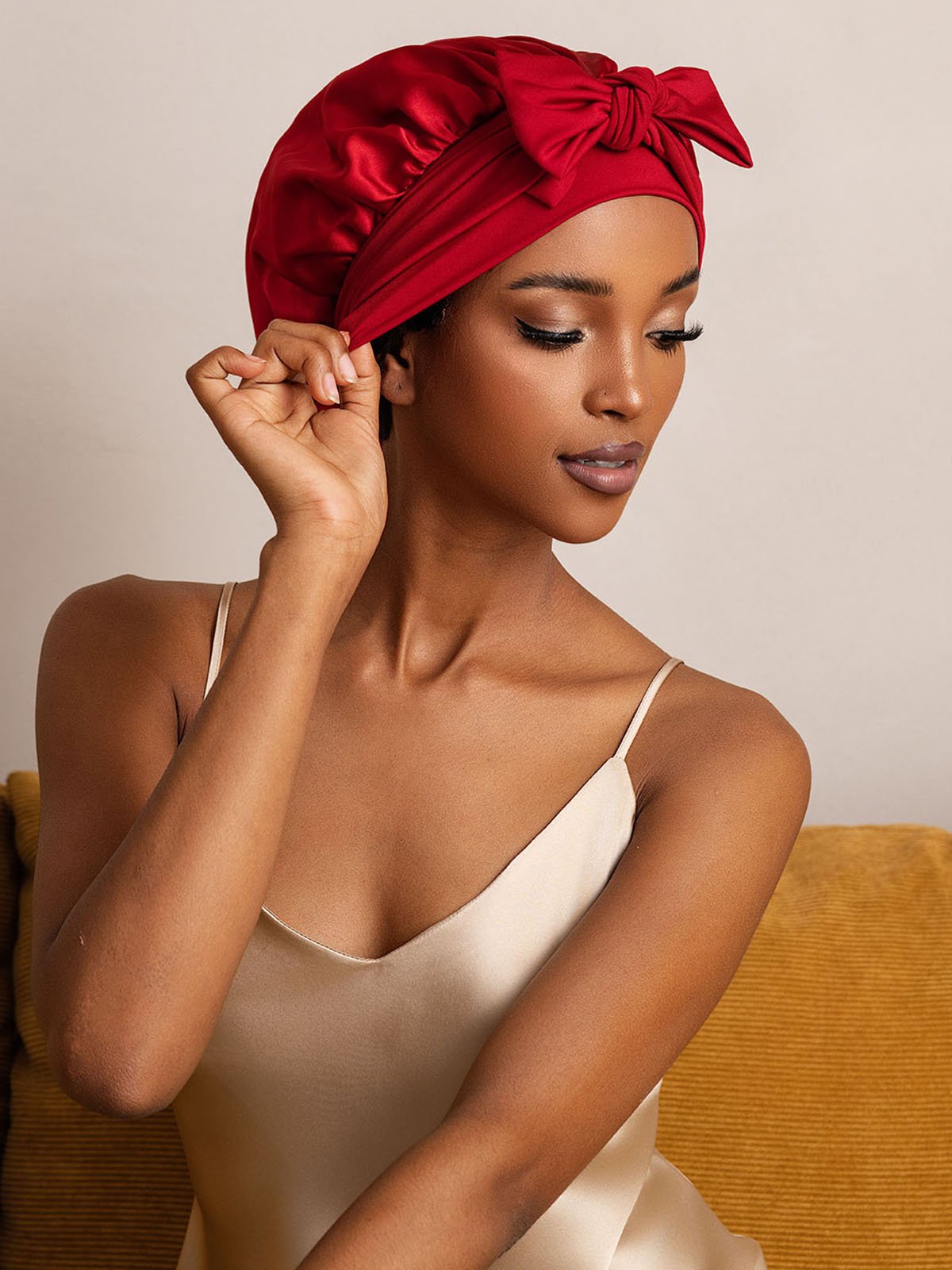 SilkSilky-FR Soie Sleep Cap RougeVineux 004