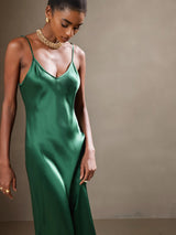 [Vert] SilkSilky-FR Sleeveless V Neck Robes 004