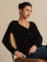 [Noir] SilkSilky-FR Long Sleeve Cardigan Femme 004